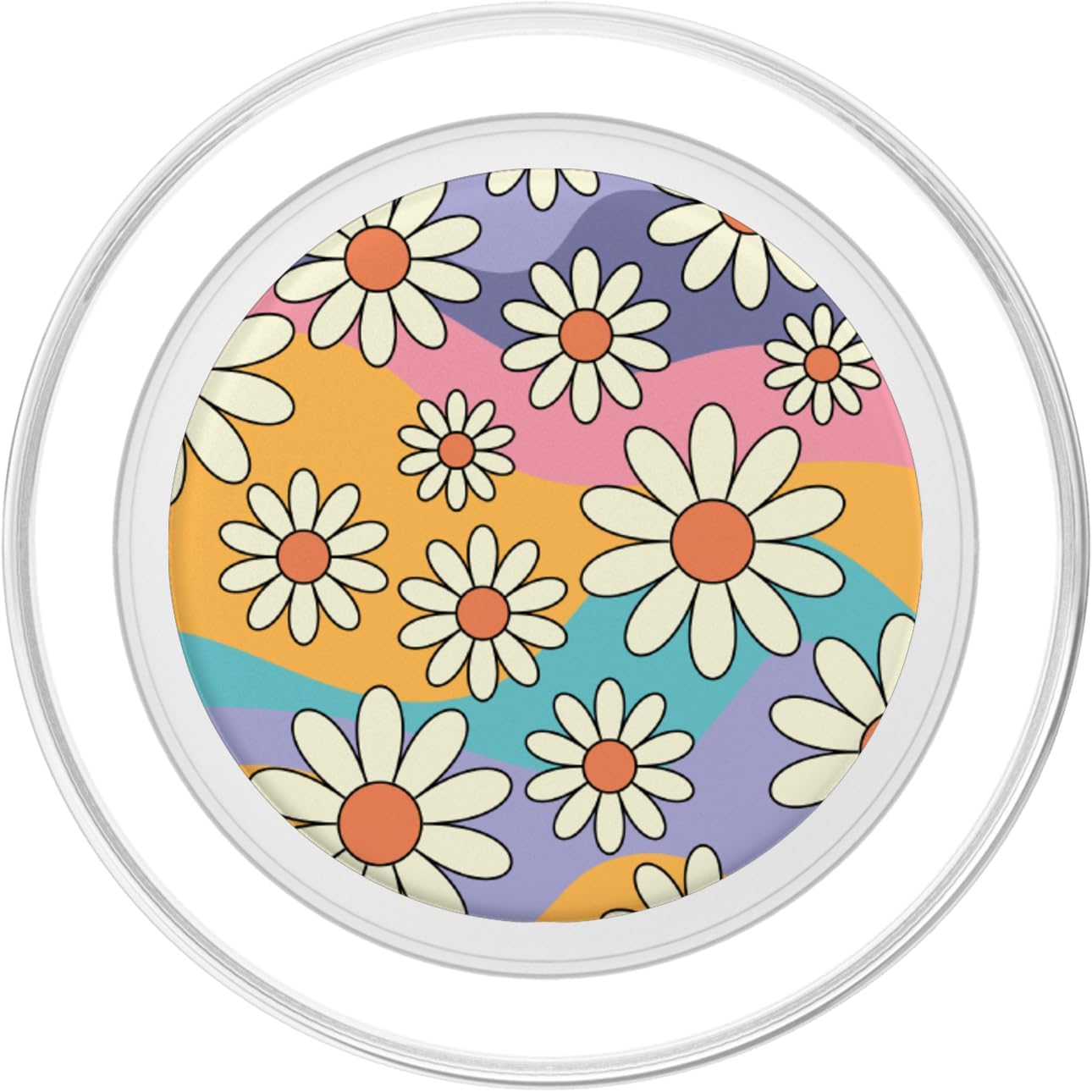 Yellow Purple Pink Daisy Flower Power Vintage Floral Daisies PopSockets MagSafe PopGrip for iPhone