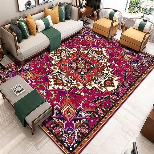 DJHWWD Alfombra Colores Alfombras Pequeñas Dormitorio Alfombra Piso Planta Geométrica Roja Estampado Floral Sala Estudio Multi Tamaño 180X280Cm Alfombras Grandes Baratas Infantiles Rojo