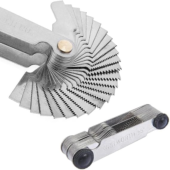 52 Pcs Stainless Steel Screw Thread Gauge Tool 60°/55° Metric and Imperial Thread Pitch Cutting Gauge Screw Gauge Measuring Tool Thread Pitch Gauge for Industrial Measurement