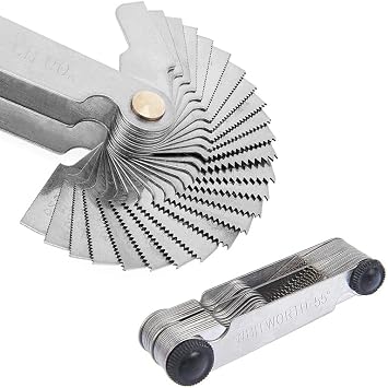 52 Pcs Stainless Steel Screw Thread Gauge Tool 60°/55° Metric and Imperial Thread Pitch Cutting Gauge Screw Gauge Measuring Tool Thread Pitch Gauge for Industrial Measurement