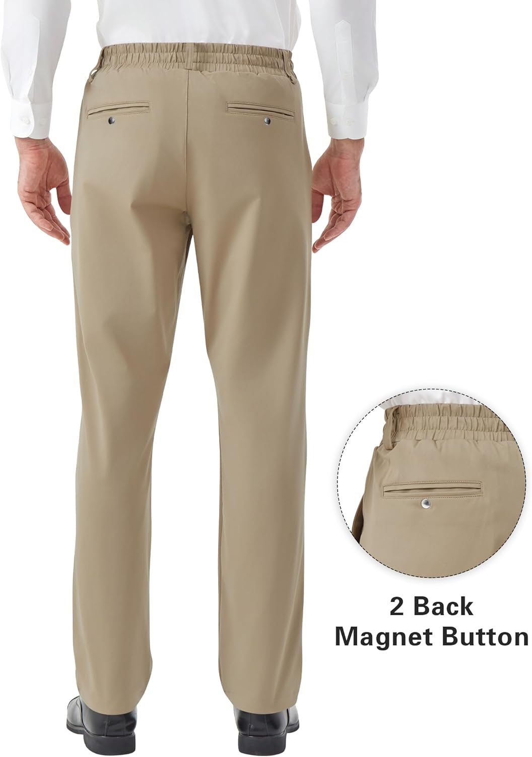 Idtswch Elastic Waist Pants for Senior Men with Magnetic Closure for Business Casual Formal Wear