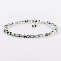 Vista 132 de Natural Moonstone Gemstones Choker Necklace, Faceted Rounds Beads, Silver Plated Jewelry, Healing Crystals, Birthday, Handamde, Minimalist, Women