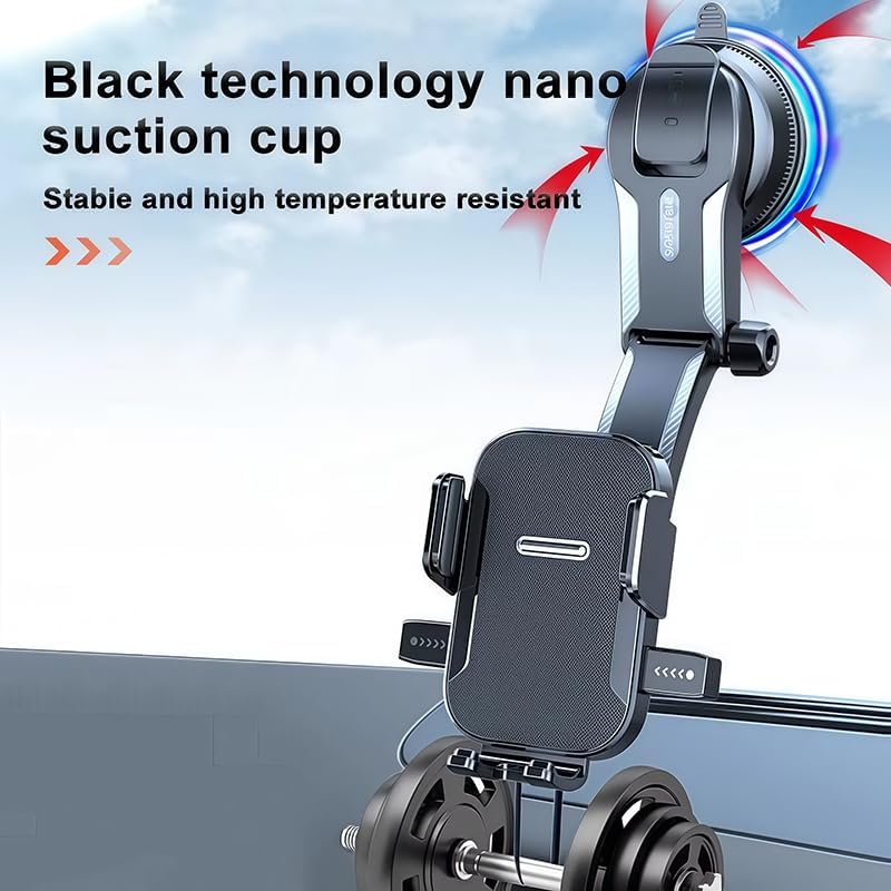 Car Phone Mount Holder for Toyota Harrier 2003-2024,Dashboard Windshield Phone Holder Strongest Suction Cup 360° Adjustable Hands Free Anti-Drop Cell Phone Holder,Black + Mirror Finish
