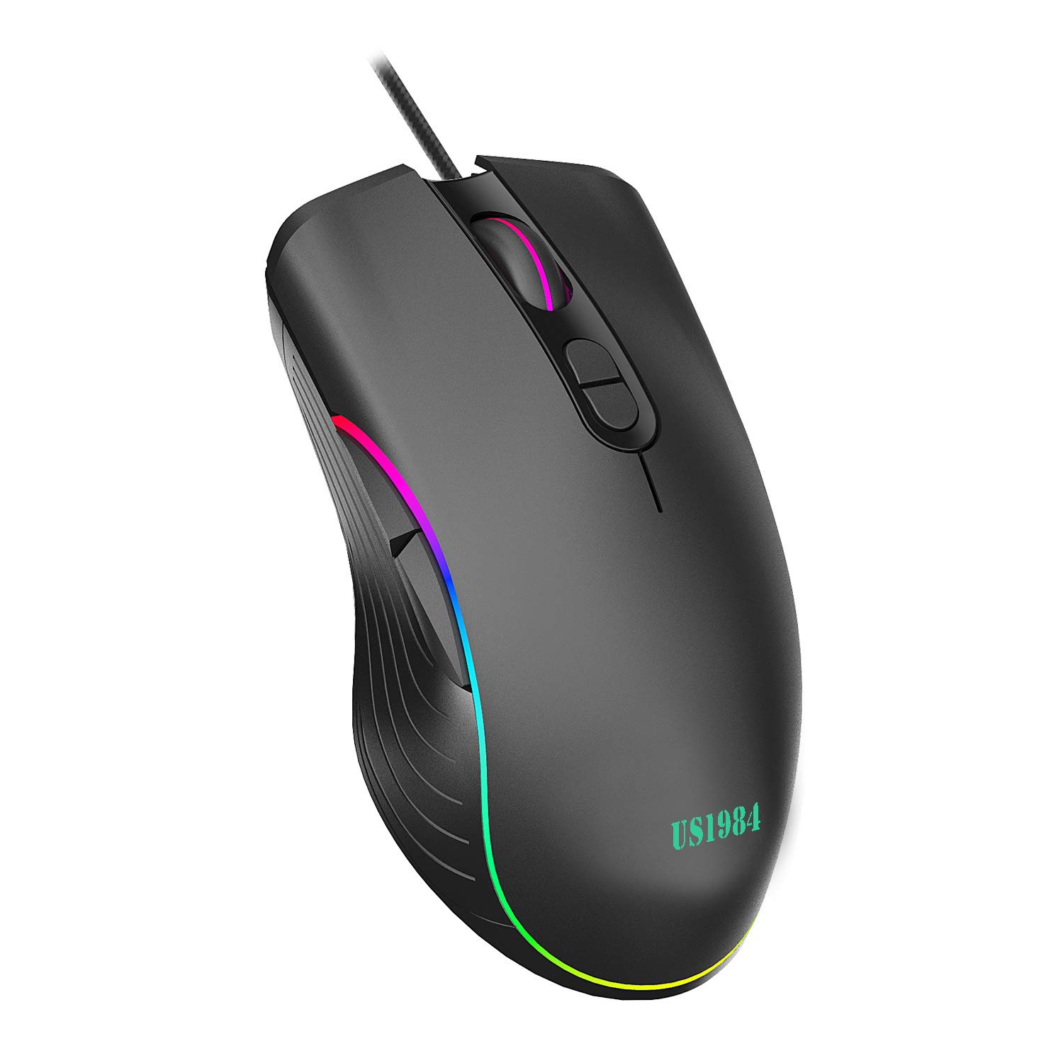US1984 Wired USB Gaming Mouse, 6400 DPI Optical Sensor, Ergonomic USB Mice, RGB Lighting, 7 Buttons, Lightweight & Durable Mouse for Laptop PC Gamer Computer Desktop (Black Gaming Mouse) (B08VWBP2YJ) Amazon Price History, Amazon Price Tracker