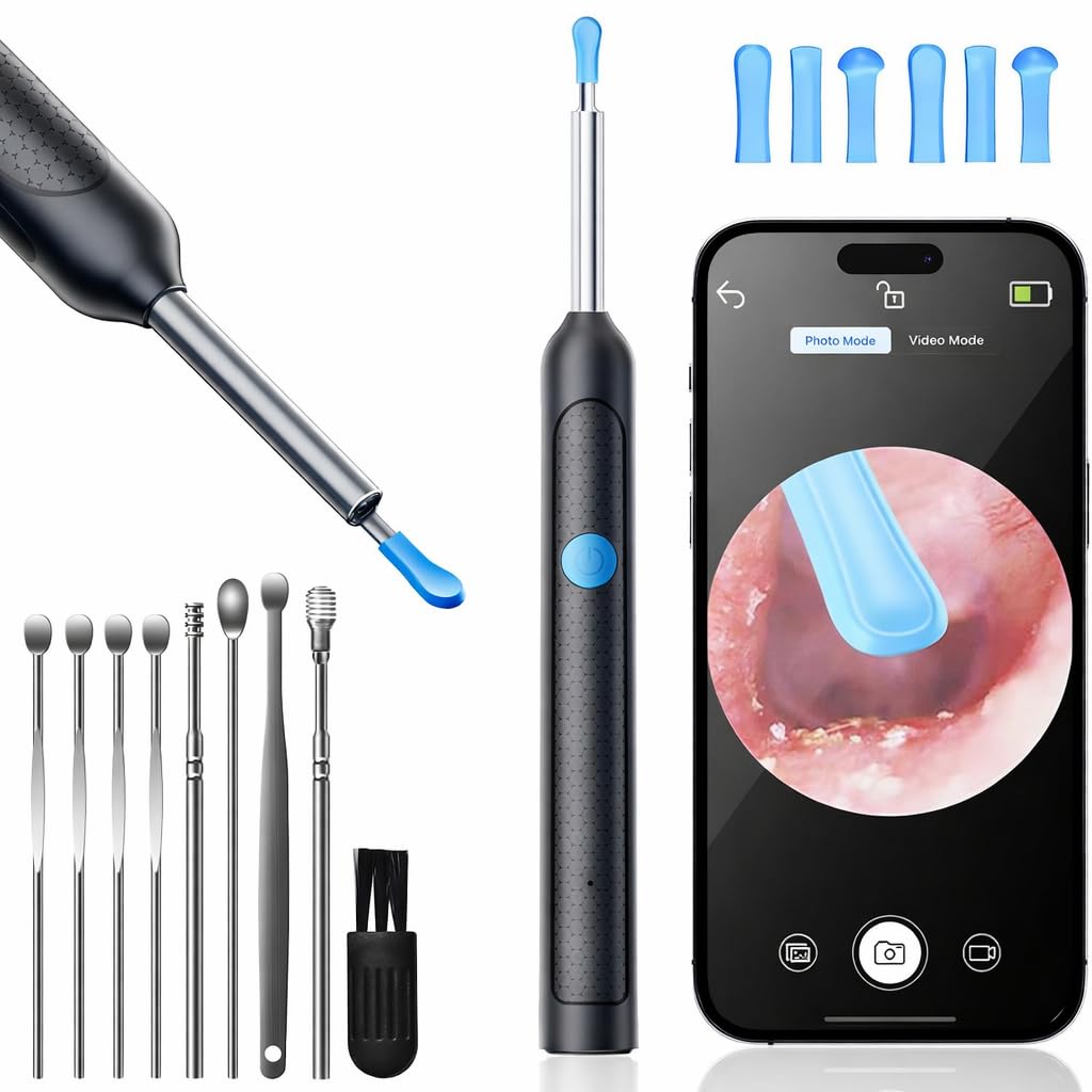 Waztex Cleansify Ear Endoscope Otoscope/Ear wax cleaner tool kit with 1080P camera WIFI & LED Light with Ultra fine 4.5mm Lens Rechargeable portable Baby Children adults gift gadget for IOS & Android(White)-image-17