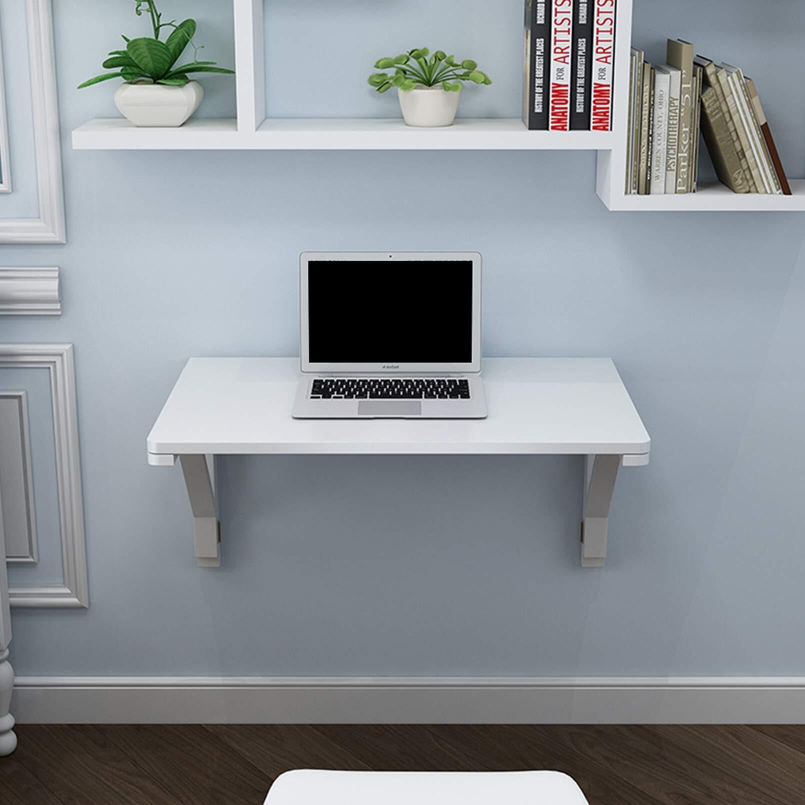 Tavolo pieghevole a parete per studio e camera da letto 60 x 40 cm con accessori per scrivania salvaspazio, ideale per piccoli spazi