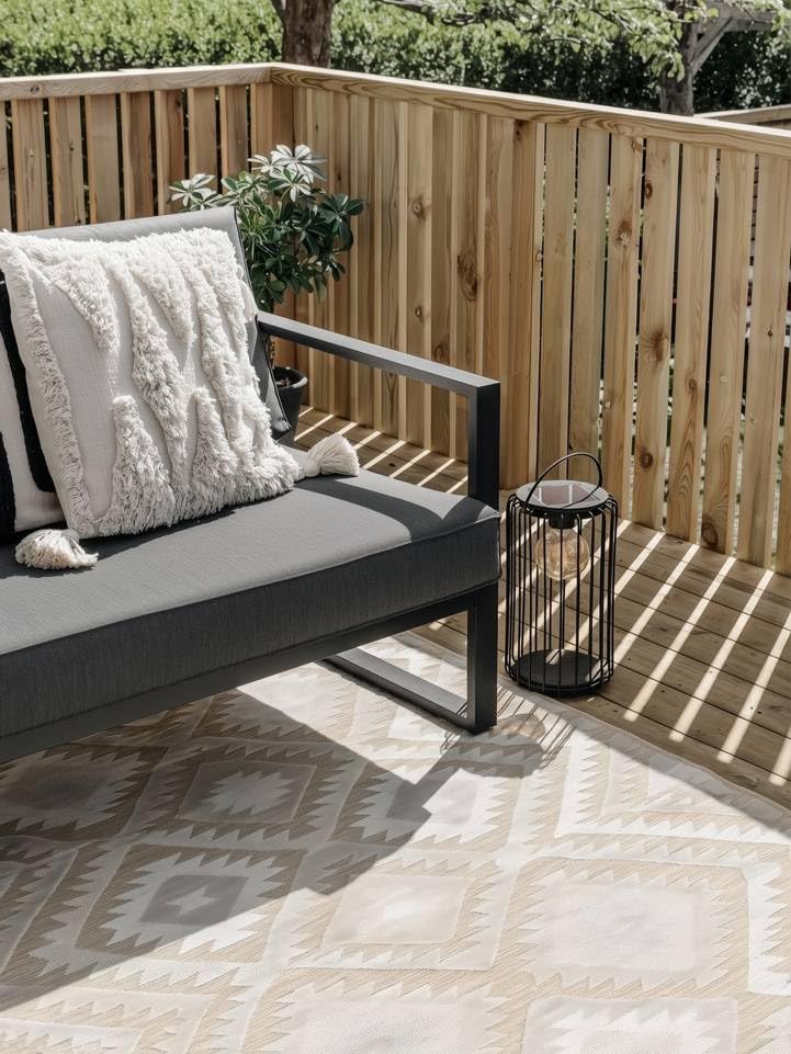 RugVista Sabine, In & Outdoor-Teppich, Moderne Teppiche, 160 x 230 cm, Rechteckig, Niedriger Stapel, Patio, Nur Handwäsche, UV-beständig, Beige