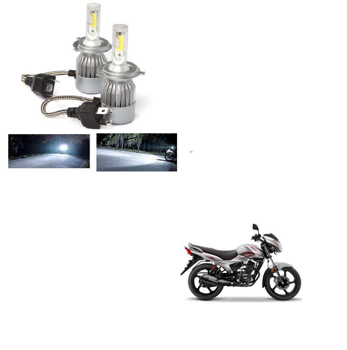 Kozdiko Bike C6 LED All in One Light Bulb 50W LED Car Headlight Conversion Kit for Cars 6000K (White) for TVS Untitled-1 Victor