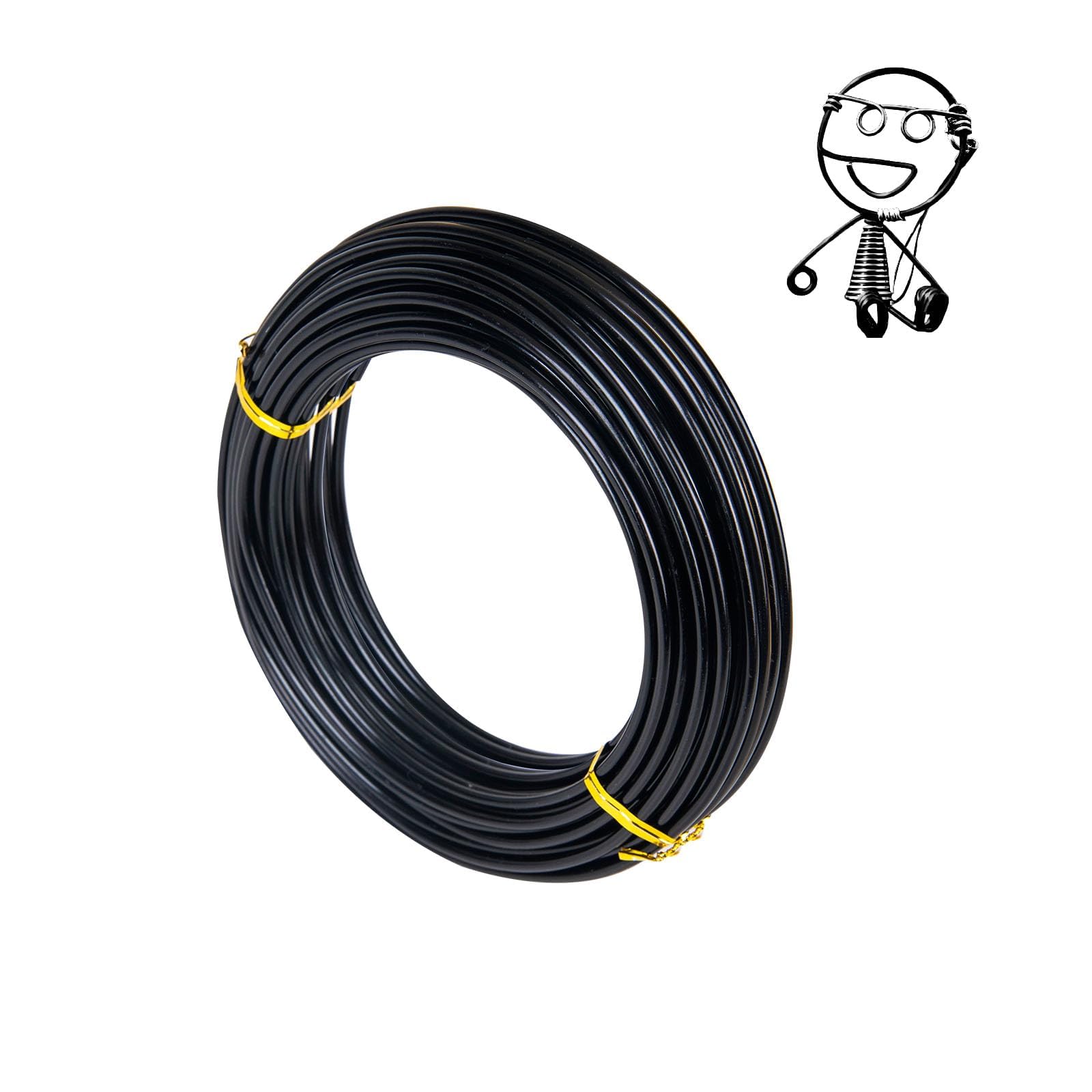2mm x 20m aluminum craft wire,crafting bendable metal modelling flexible wire weaving,anodized aluminum wire for hobby craft,sculpting,jewelry making,skeleton,floral making-black