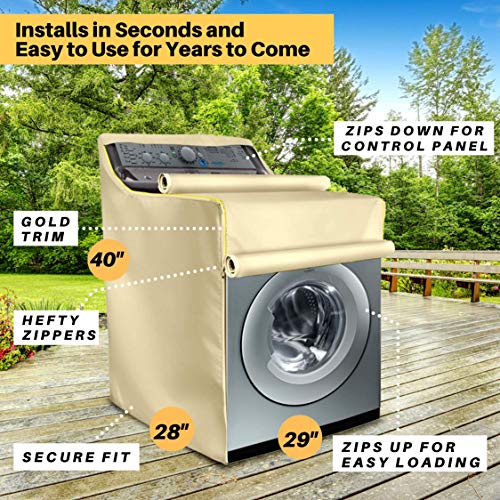 5 Sided Protection Washer Dryer Cover with Back Cover for Outdoor or Indoor | Secure Fit with Wide Straps and Snap Buckles | Protects from the Rain, Mud, Sun, and Strong Winds to Keep Looking Like New - Thumbnail 6