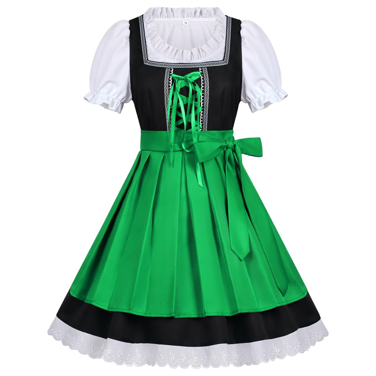 Midi Dirndl Damen Trachten Trachtenkleid Spitzen Patchwork Dirndl Kleid Trachtenmode Elegant Trachtenrock Oktoberfest Damen Outfit Schnürung Dirndlkleid Festlich Kleider Für Oktoberfest Karneval