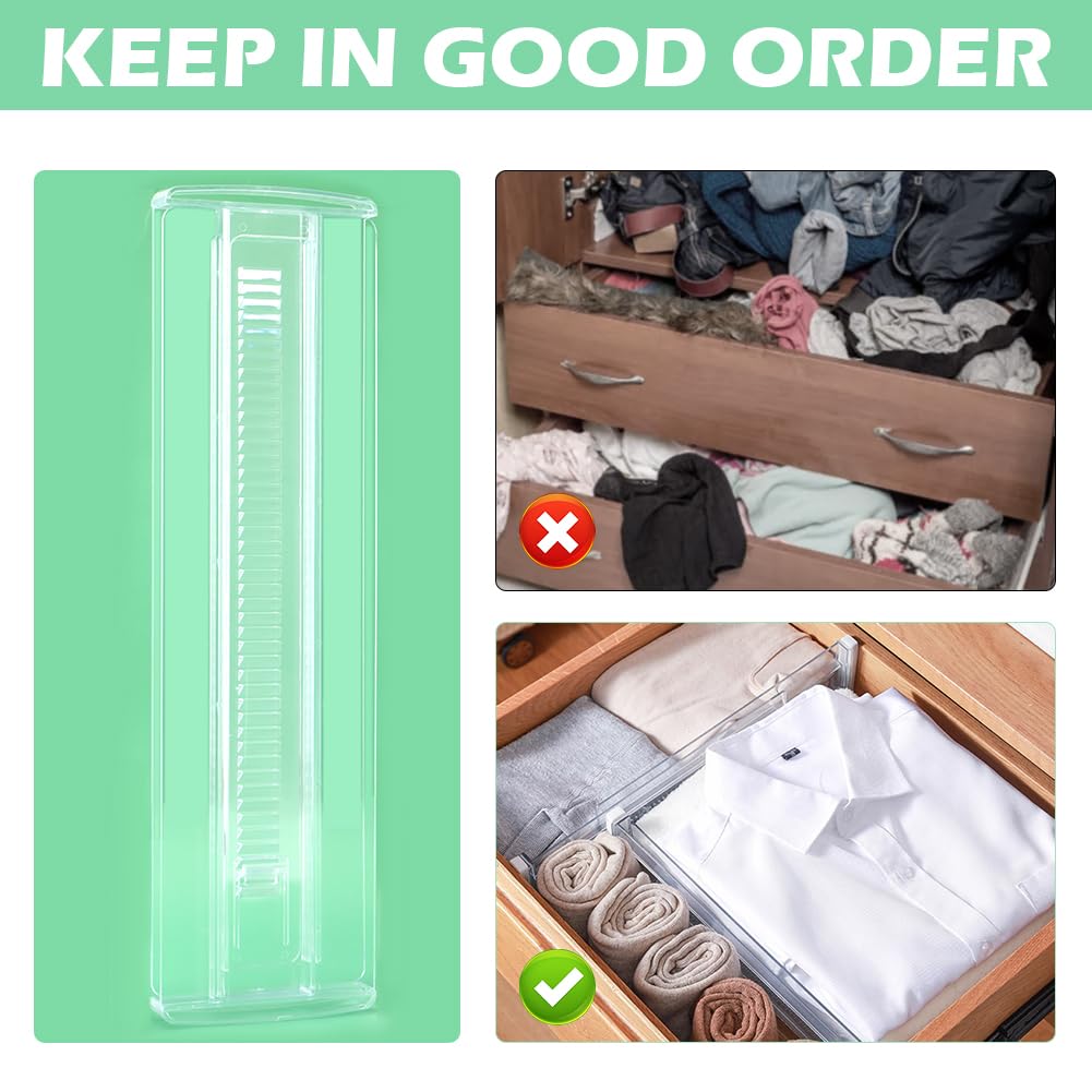 Bibabala 8 separadores de cajones, organizadores de cajones de longitud ajustable de 11 a 20 pulgadas para ropa, separadores de cómoda expandibles, PS duradero, separadores de cajones para tocador,