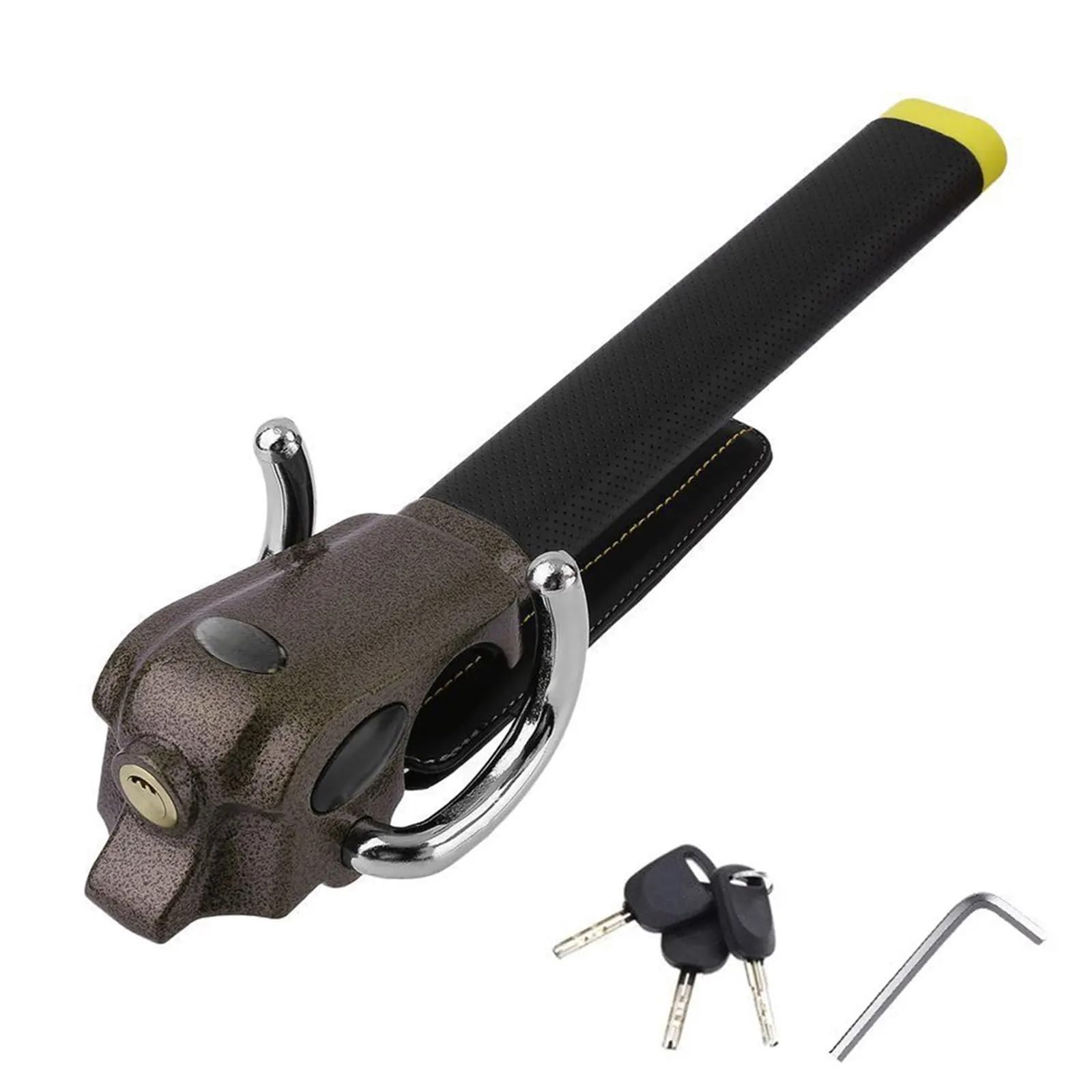Steering Wheel Lock Aluminum Alloy Steering Lock Anti-Theft Security with Horn Alarm 3 Single Key Emergency Window Breaker Car Seat Belt Lock