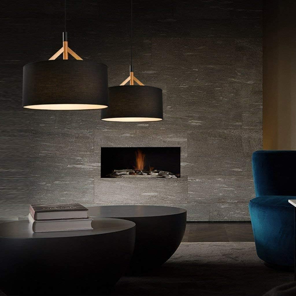 Fixtures Creative Bar Cafe Restaurant Lights Hanging Light Nordic Chandelier Pendant Light Dining Room Light Simple Modern Solid Wood Art Single Head Hotel Dining Table Chandelier,Black