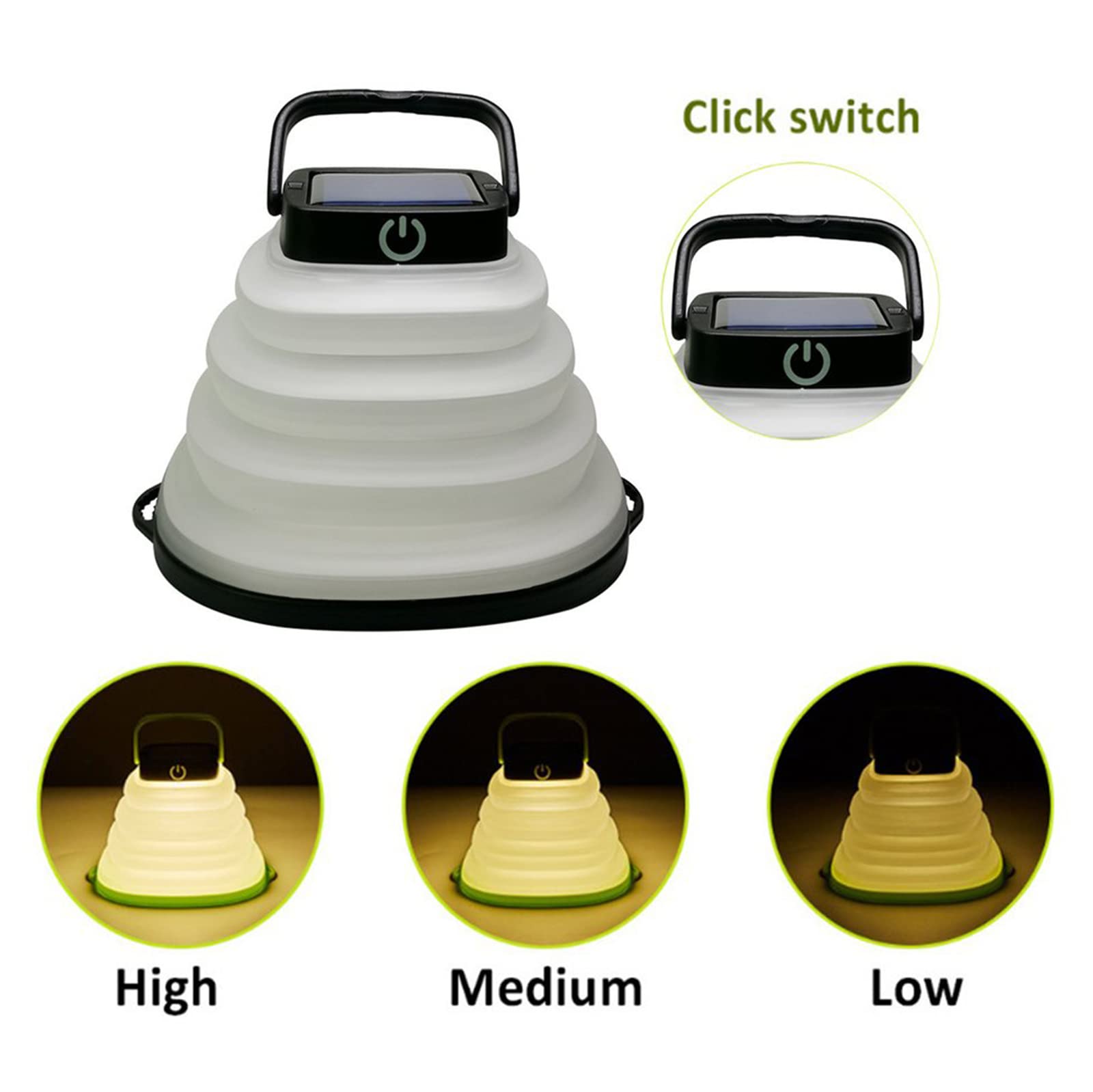 Flatware Linterna LED para Acampar Recargable, Linterna con energía Solar, Luces de Emergencia USB Plegables con 3 Modos para Acampar, IR de excursión, Tienda de campaña