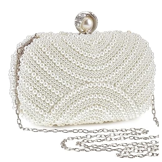 Xuhal Bolsa feminina pérola clutch bolsa noturna com contas bolsa de noiva pérola artificial com corrente para casamento festa dos anos 1920, Prata