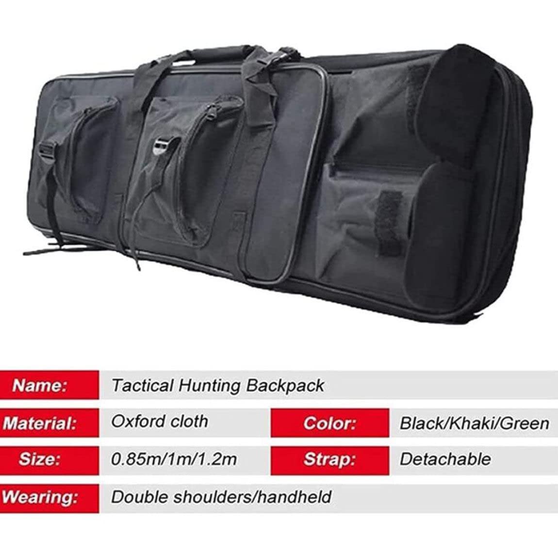Custodia per Fucile Tattico Borsa per Fucile Tattico Custodia per Fucile Zaino, Borsa per Fucile da Campeggio All'Aperto, Borsa per Arma Portatile/Black/85Cm