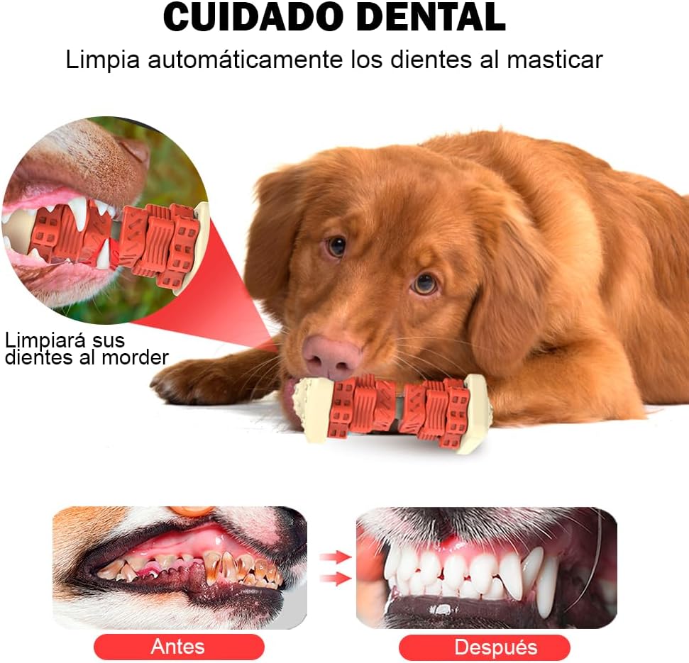 Indestructible Dog Toys - Natural Rubber Heavy Duty Chew, Dental Cleaning, Anti-Stress and Interactive Teether for Large and Medium Dogs (Red) 8