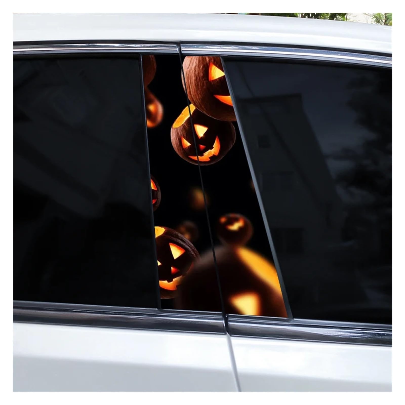 Car Side Decals 2pcs Halloween Horror Castle Pumpkin Car Stickers Door B-Pillar Sunscreen Center Column Decal(Style M)