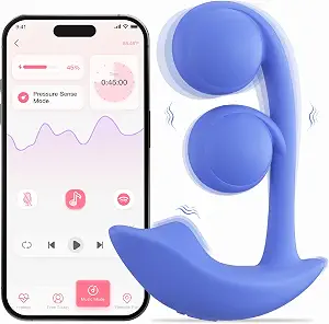 HoneyPlayBox Melody G-Spot Vibrator Couples Sex Toys, 3-in-1 Wearable Dual Orb Clitoral Vibrators with APP Remote Control, Waterproof, Blue
