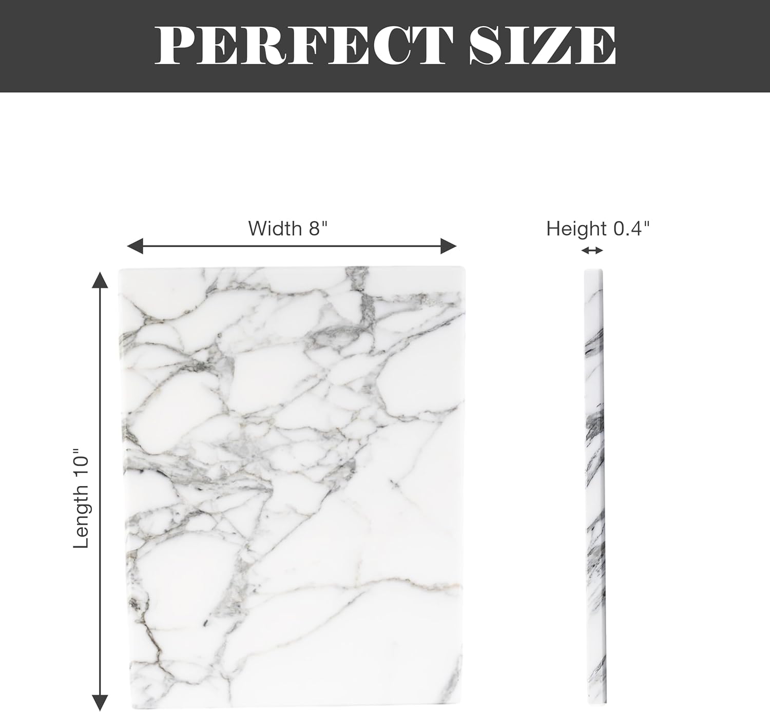 Natural Marble Board for Kitchen - 10" x 8" Stone Slab, Marble Cheese Pastry Board for Counter, Bathroom Trays, Serving Tray Jewelry Candle Plate (Arabescato)