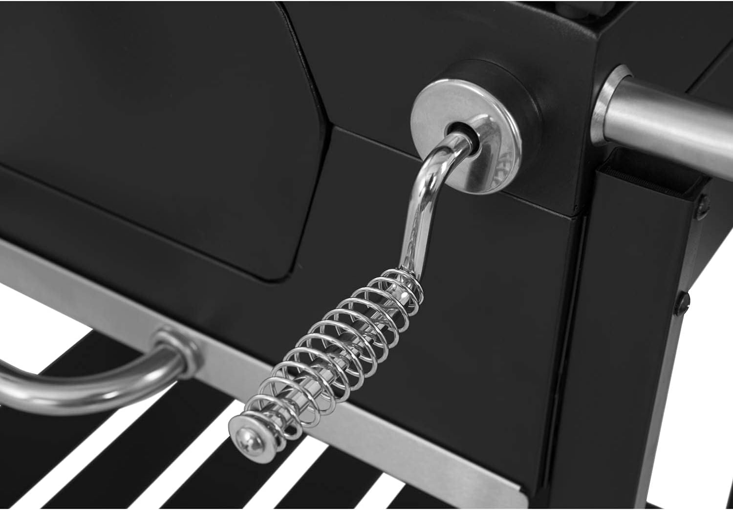 MasterCook - Barbecue a carbonella in acciaio con ruote robusto e stabile con doppia griglia, termometro e regolazione cestello, con ripiani laterali