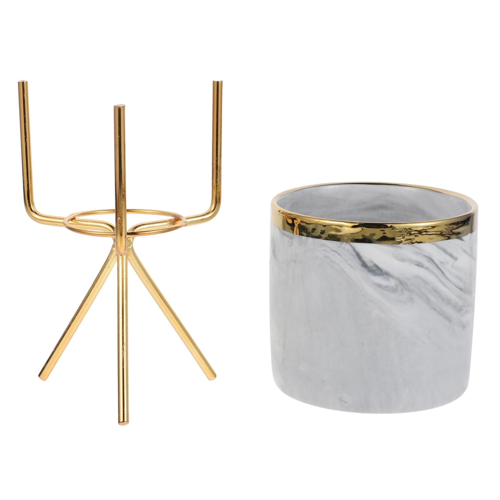 PRETYZOOM 1Set Elegant Marble Canister with Rack of Ceramic Cake Forks Condiment Forks and Utensil Holder for Home Restaurant and present Giving and Stylish Kitchen