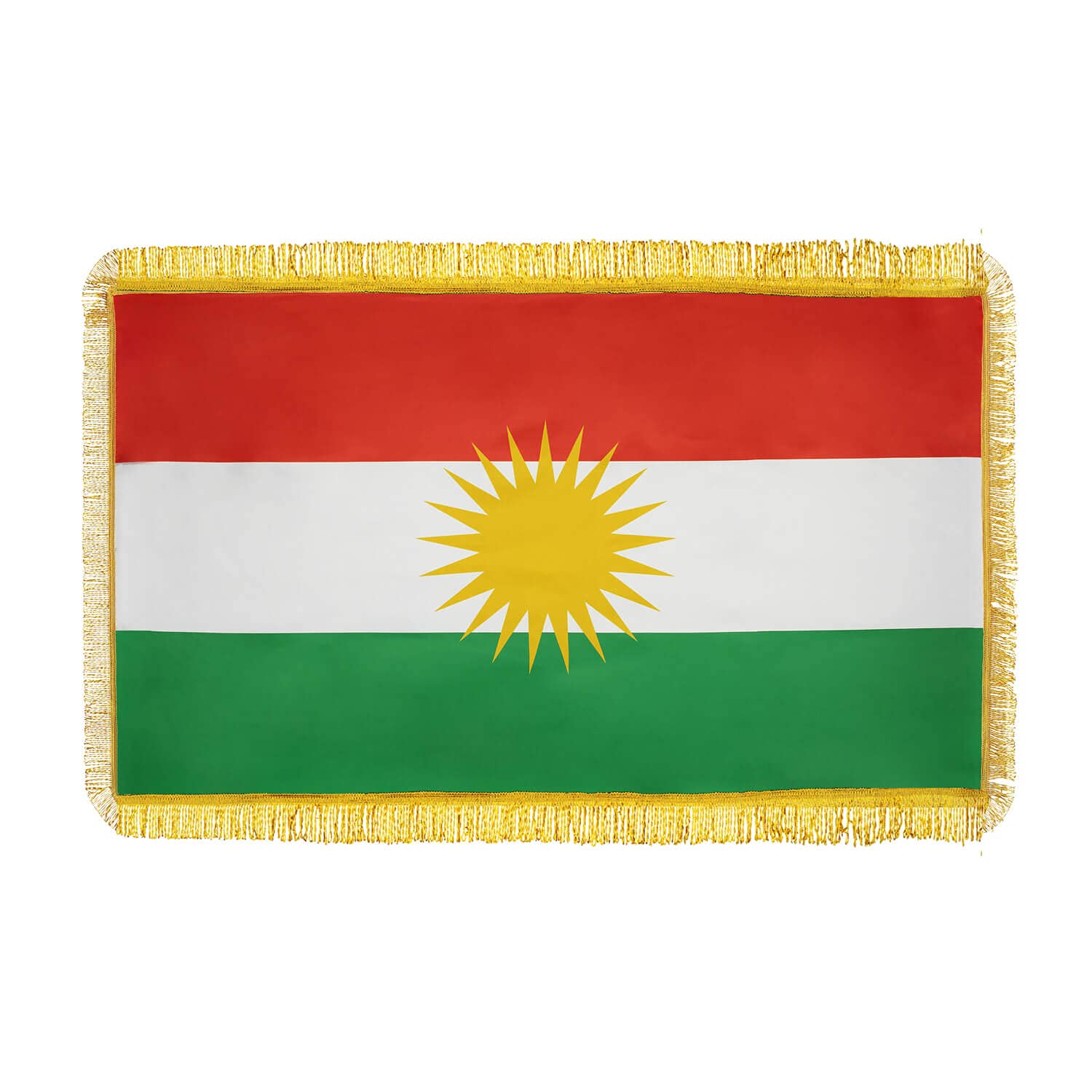 Moving Mountains Kurdish Flag - Medium, Kurdistan Flag with Golden Sides - 60 x 90 cm