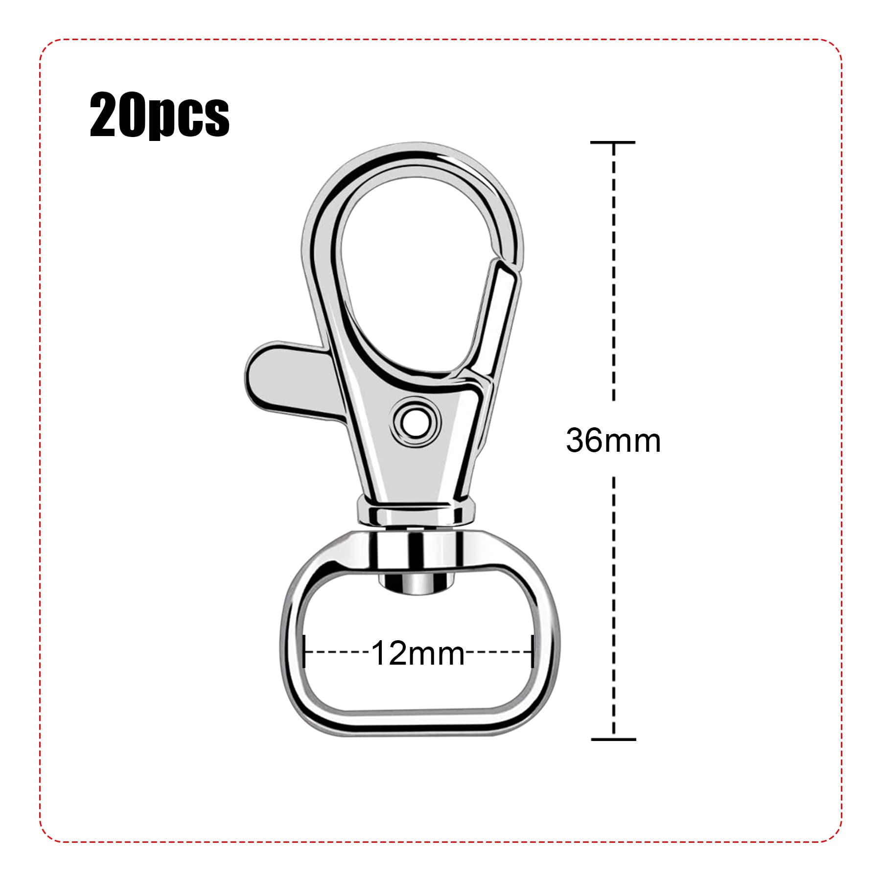 50 Stück Karabinerhaken Set - Drehbare Schlüsselanhänger Mit D-Ring Für DIY