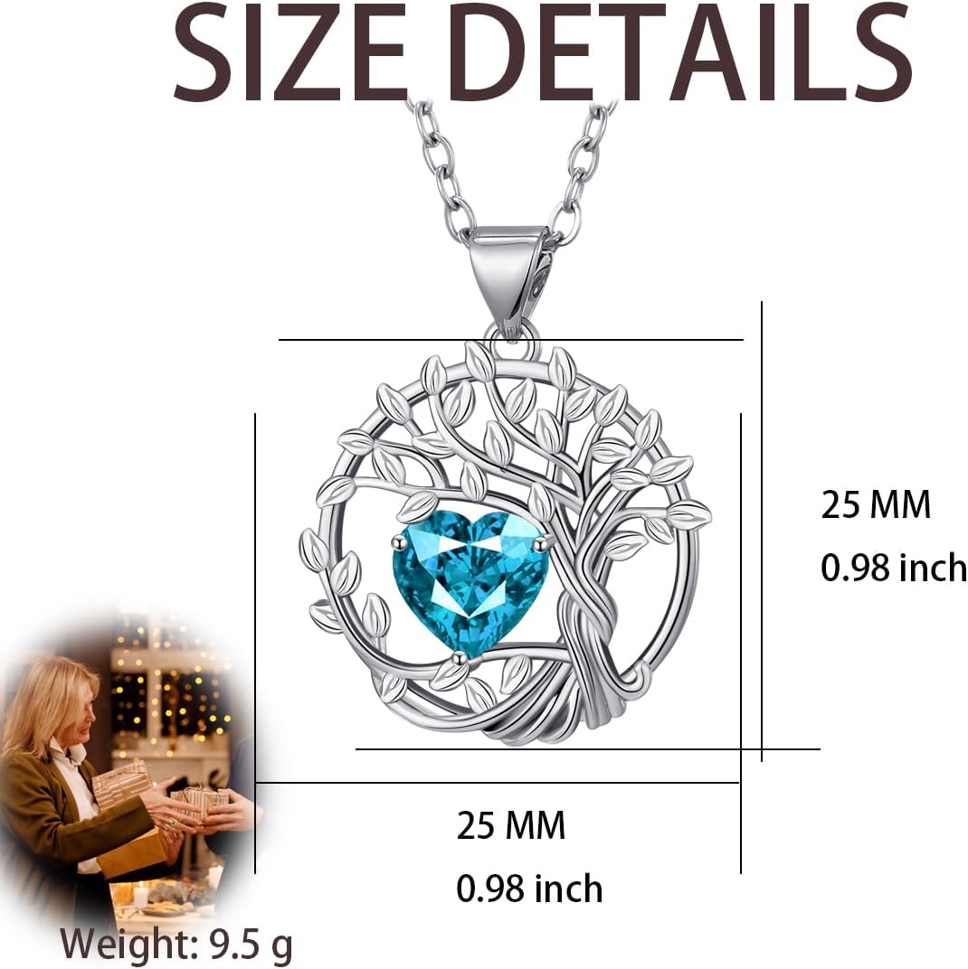 Tree of Life Birthstone Necklace for Women Garnet Necklace January/February/March/April/May Birthstone Necklace Anniversary Birthday Christmas Jewelry Gifts for Mom Wife Sister - Image 3