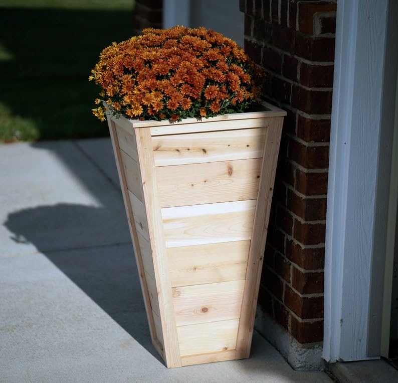 Modern Cedar Planter Box with Elevated Stand | All-Weather Raised Bed for Indoor Herb Garden & Outdoor Patio Decor