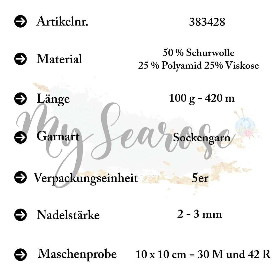 Rico Design Socks Bamboo Rainbow 4-fädig spring Premium Wolle 5 x 100g Bambus Sockengarn Farbverlauf für weiche Strickprojekte Atmungsaktiver Komfort Alltag Freizeit Geschenkidee mit mySearose Label