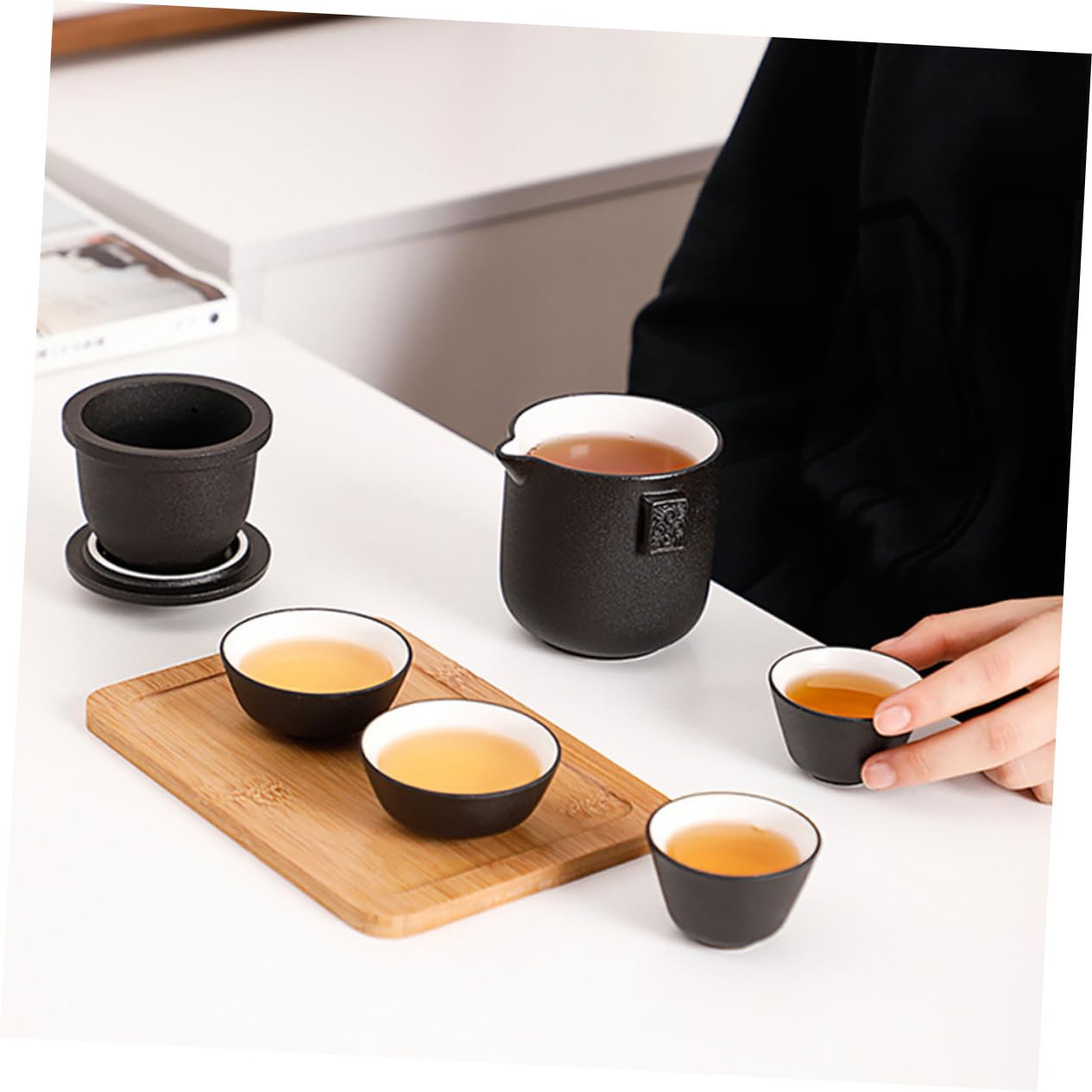 Juego de Té de Viaje Chino de Cerámica, 1 Set con Filtro