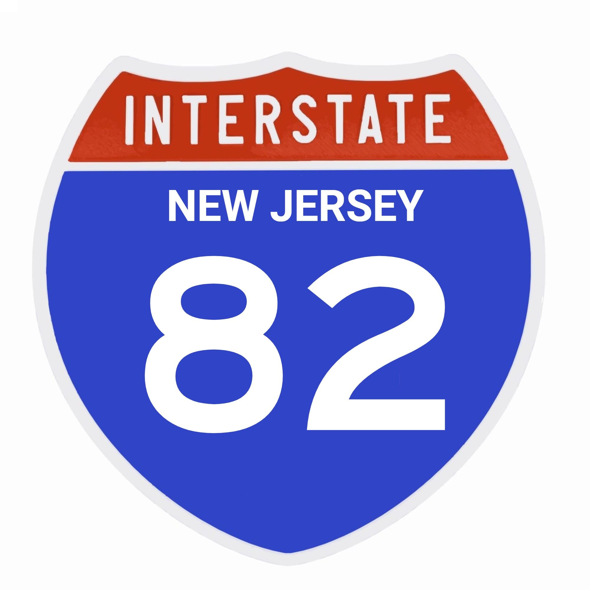 Interstate 82 Road Sign Replica Personalized Travel Sign Board Home Office and Workspace Decor Blue Red Background with