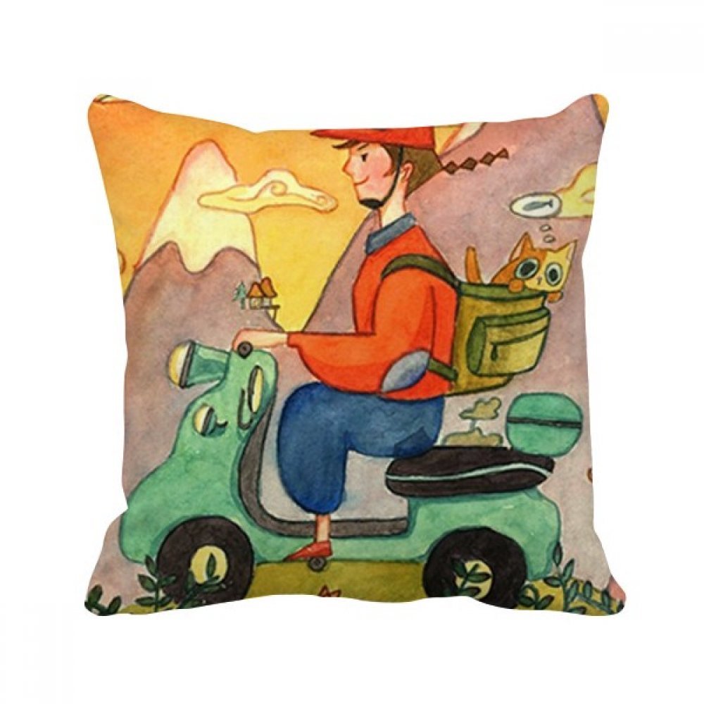 Coussin chat fermier aquarelle multicolore pour déco salon