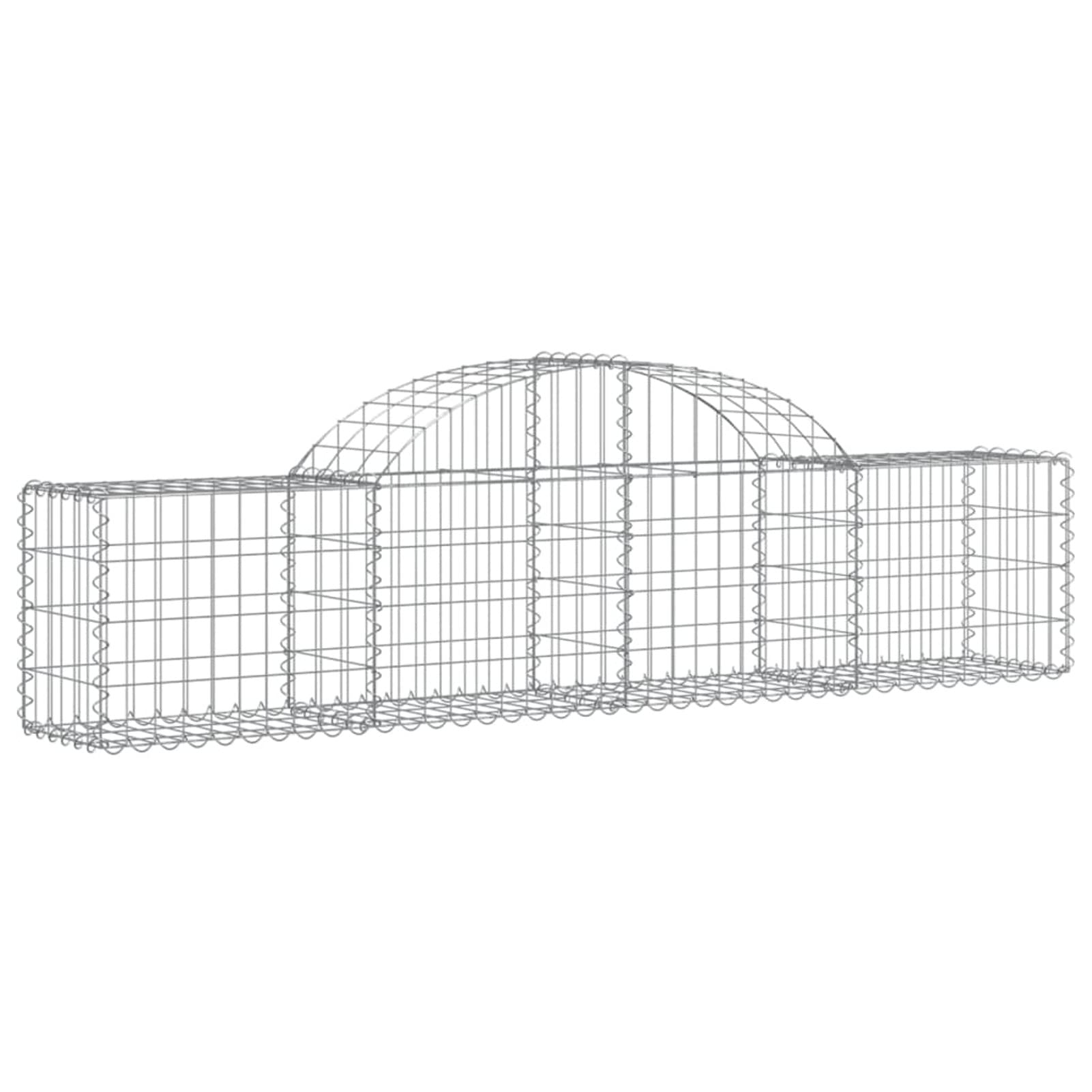Homgoday Gartenabgrenzung mit Hochbogen - Dekorative Gabionenwand aus verzinktem Eisen, Silber, 200x30x40/60 cm, für Terrasse und Vorgarten Model3146048