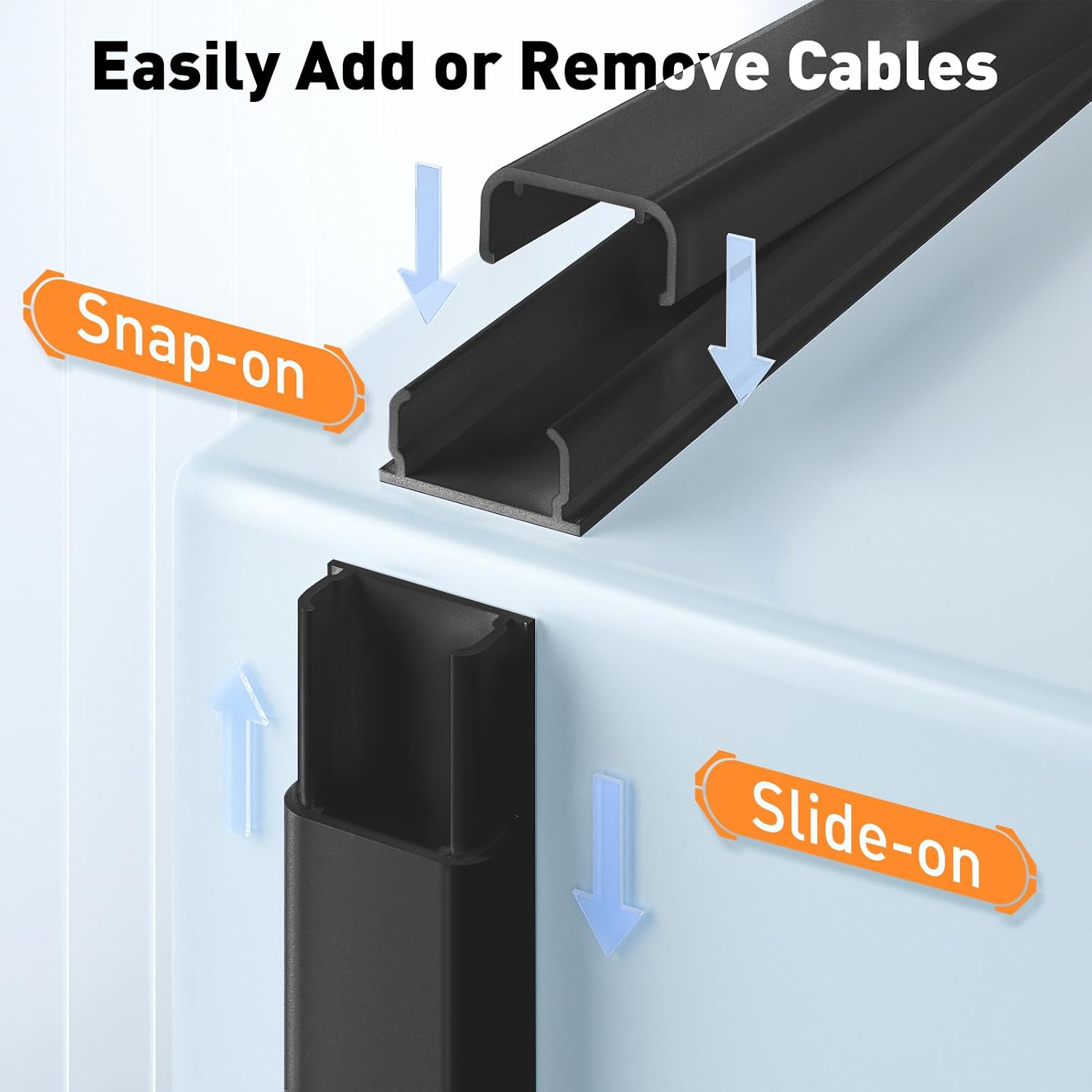 Delamu Cord Hider, 142in Cable Hider, Cord Covers for 2-3 Wires on Wall, Wire Covers for Cords, Wire Hiders for TV on Wall, Easier Setup Cable Cover Cable Management, W0.94 H0.47in, Black image 4