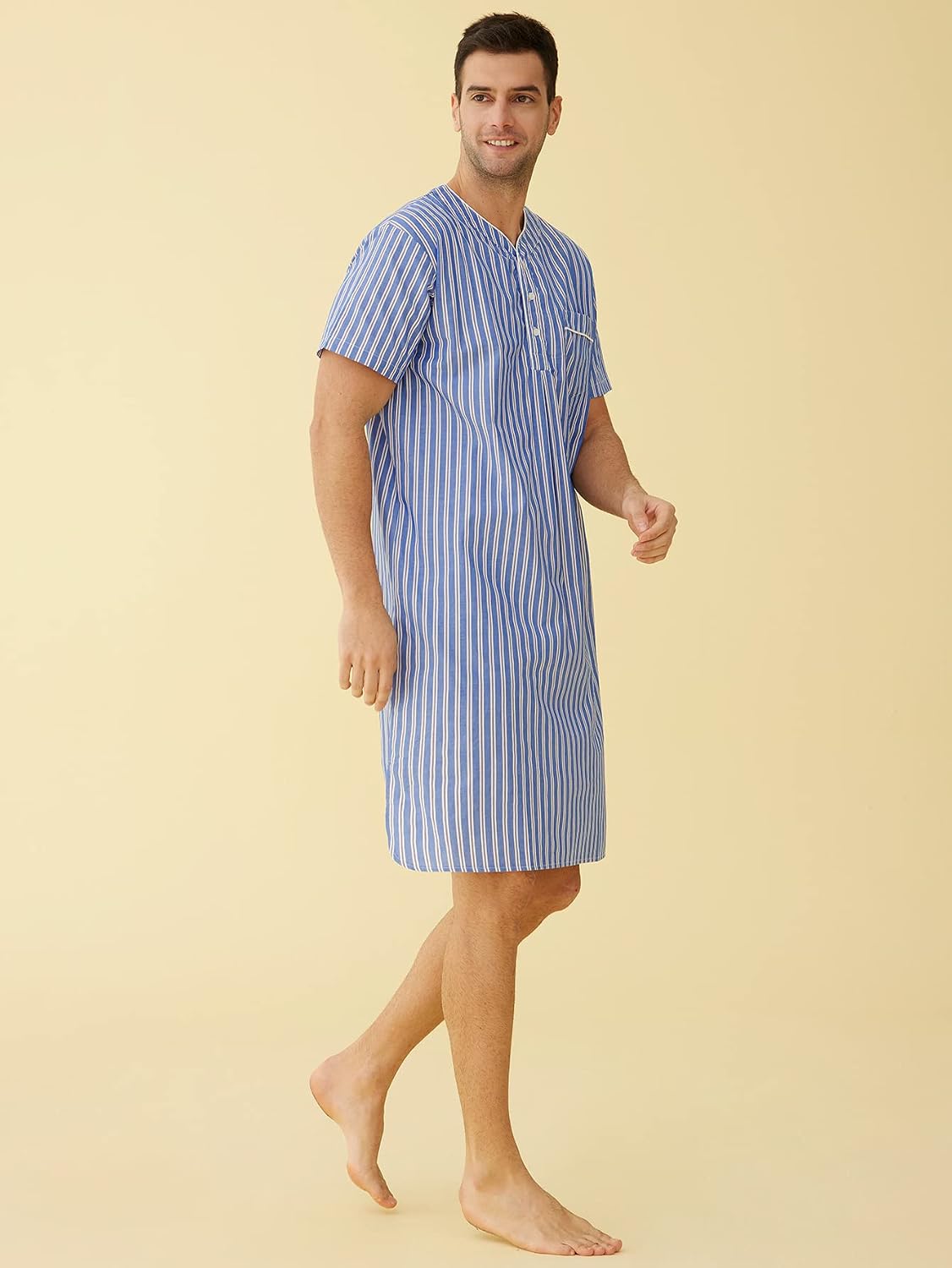 Latuza Men's Plaid Nightshirt Cotton Sleep Shirt