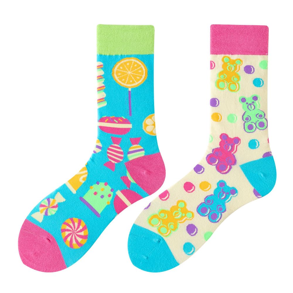 Calcetines Divertidos Unisex para Mujer y Hombre con Diseños Asimétricos en Par - Temas Animales, Comida, Fruta, Deporte y Arte en Algodón - Ideal para Regalos — view 35