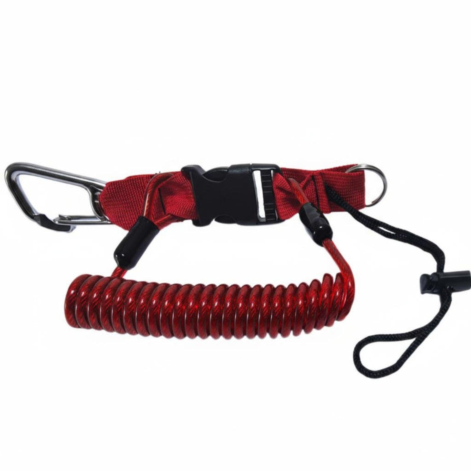 Coiled Camera Lanyard Stainless Steel Core Underwater Camera Leash Elastically Stretchable Spring Coil Lanyard for Snorkelers, Snorkeling, Boating Red Metal Buckle-image-48