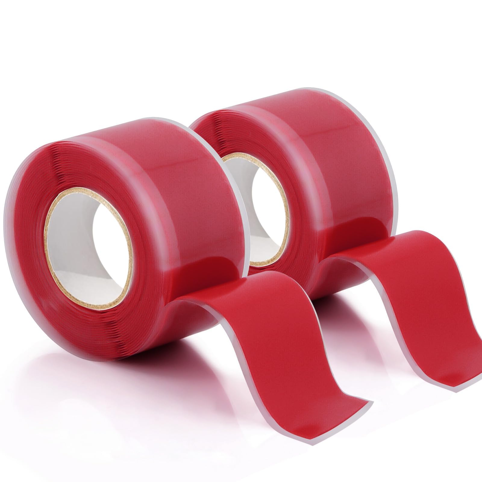 2 Rolls Self Fusing Silicone Tape - 1inx10ft Waterproof Tape, Water Leak Seal Tape, Rescue Tape, Plumbing Hose Repair Tape, Rubber Tape for Cable Winding Insulating(Red)