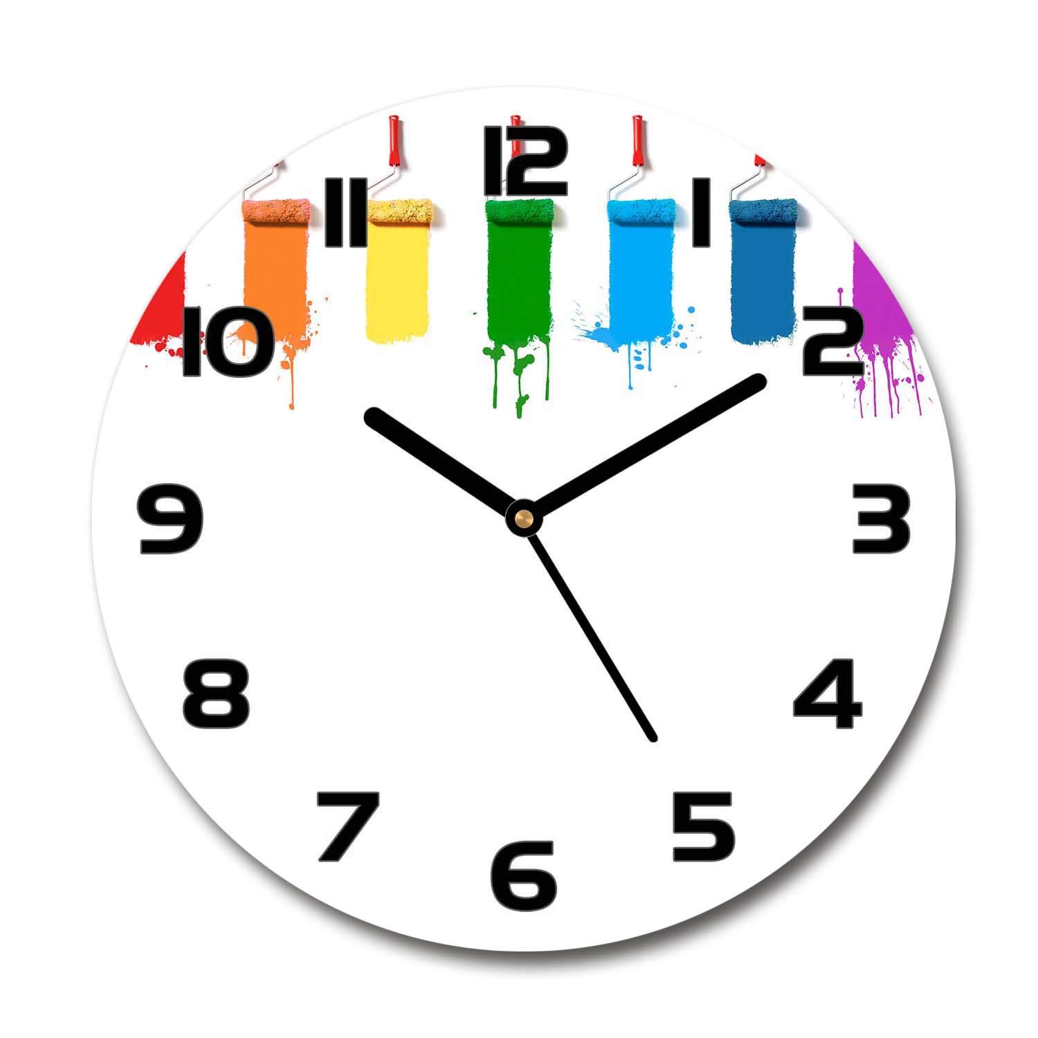 Horloge en Verre 60x60cm Silencieuse Design Tulup Mur et Salon