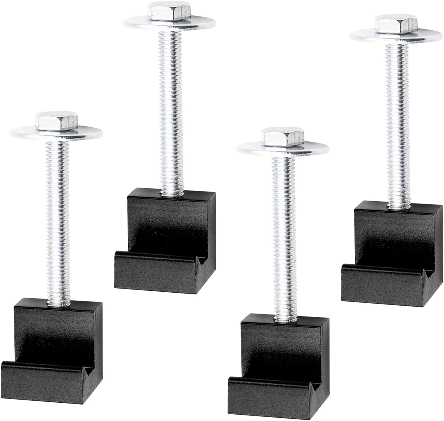 Sun Walker 4PCS Truck Tool Box Mounting Clamps, Aluminum Alloy J Hook Crossover Toolbox Mounting Kit with Screws & Washers, Heavy Duty J Shape Hook Tool Box Tie Down for Pickup Truck (Red)