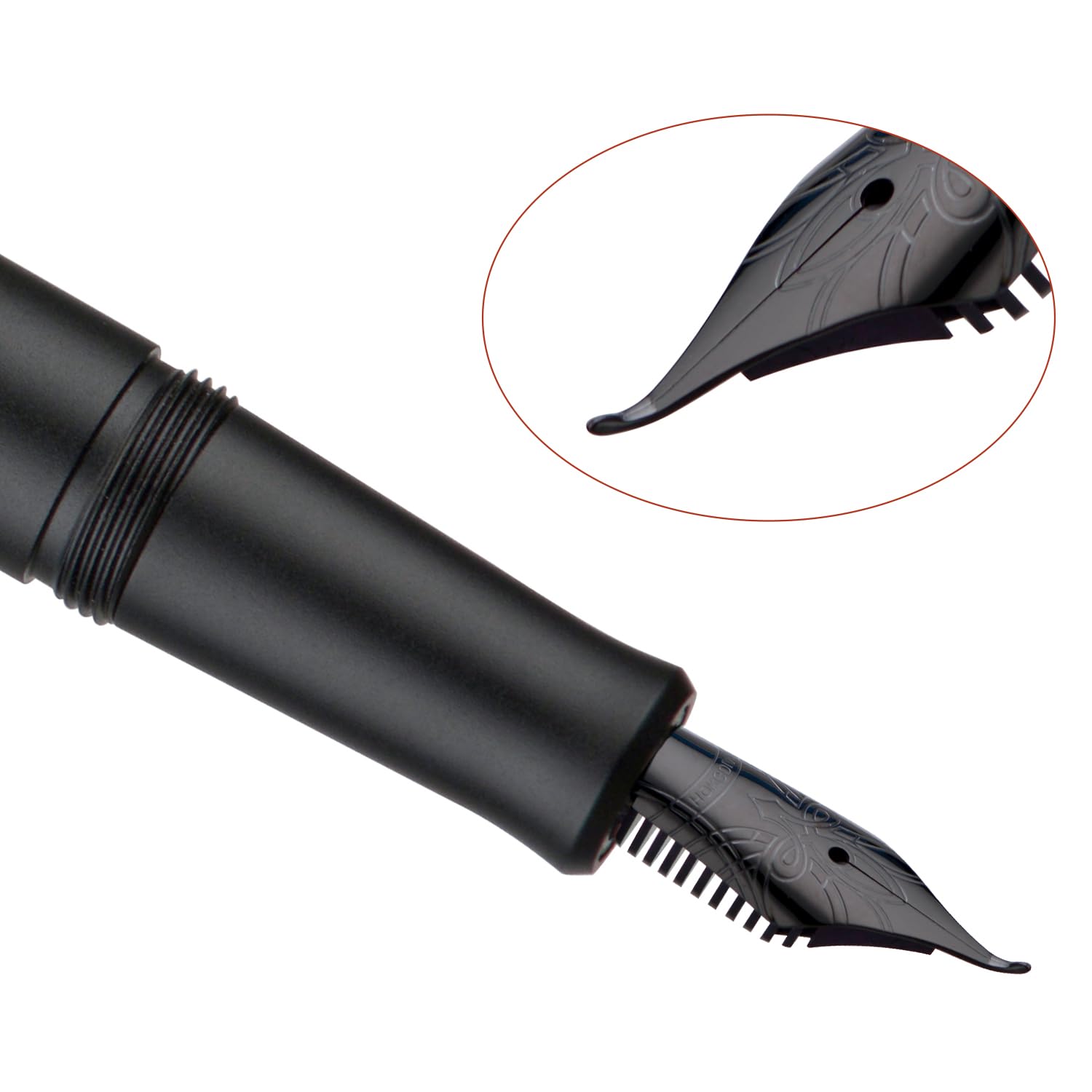 Hongdian M2 Mini Fountain Pen with Bent Nib, Sleek Shape Aluminium Short Pocket Travel Pen (Matte Black) - Image 3