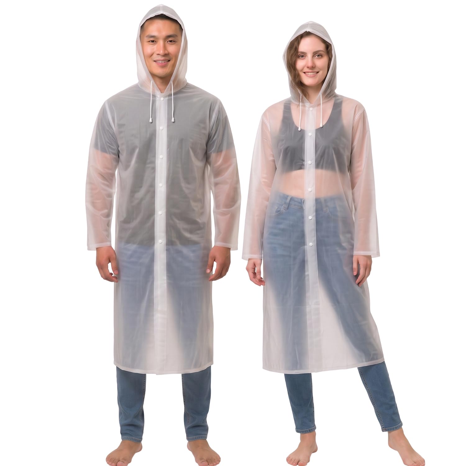OUTO EVA Waterproof Unisex Rain Coat Hooded Full Sleeves Outdoor Men, Women, Boys & Girls Rainwear Poncho Raincoat for Camping, Hiking & Travelling (Free Size,1 Pc White)-picture-13
