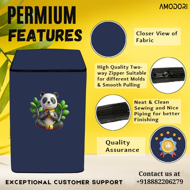 Image of Waterproof Top load washing machine cover Compatible for LG & SAMSUNG 8.5 Kg to 10KG Solid Blue cartoon icon print