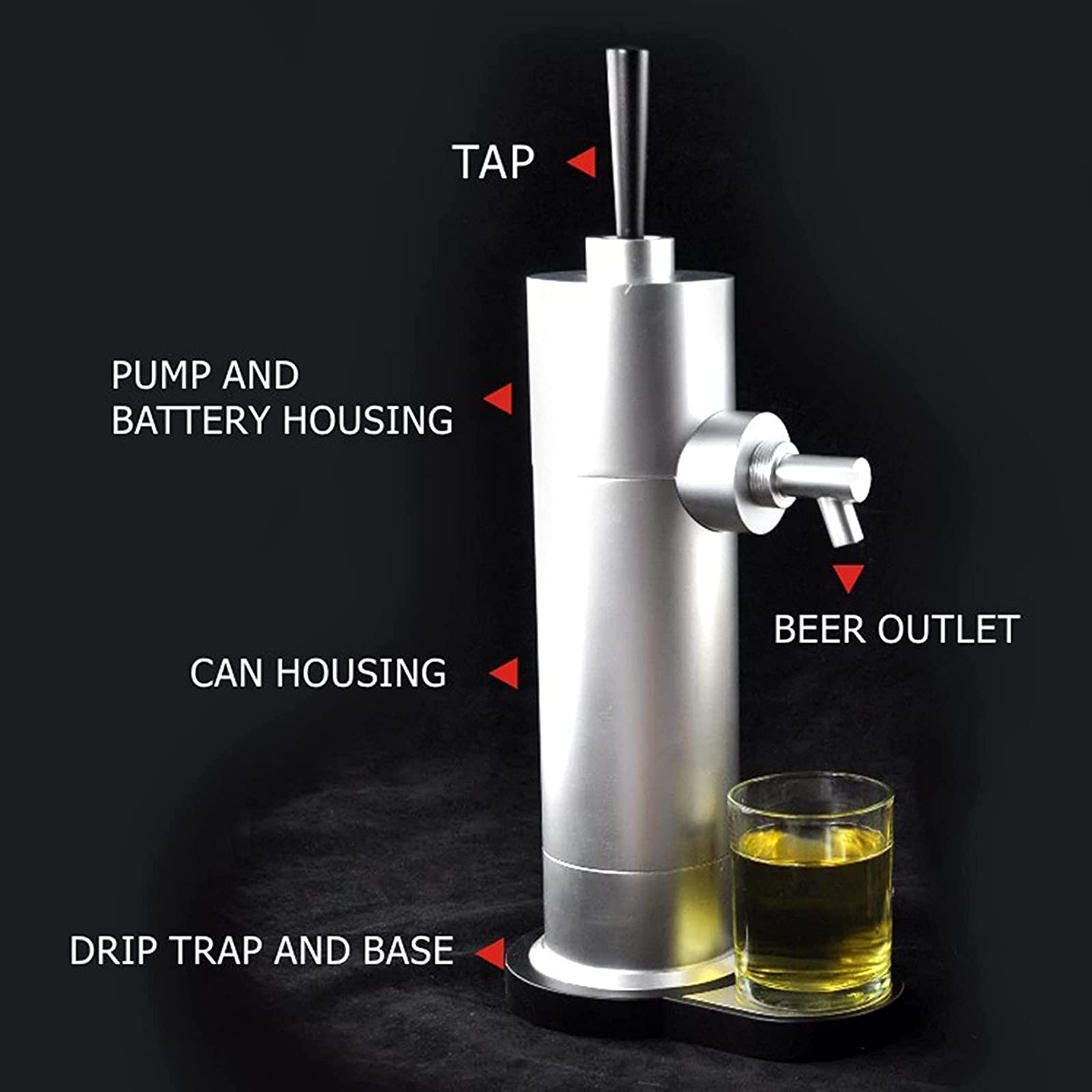 Tireuse A Biere, Machine A Biere,Convertit n'importe Quelle Canette en Pression De Style pour Les Bars À Bière, Les Réunions De Famille, Un Excellent Cadeau pour Les Amateurs De Bière,Argent