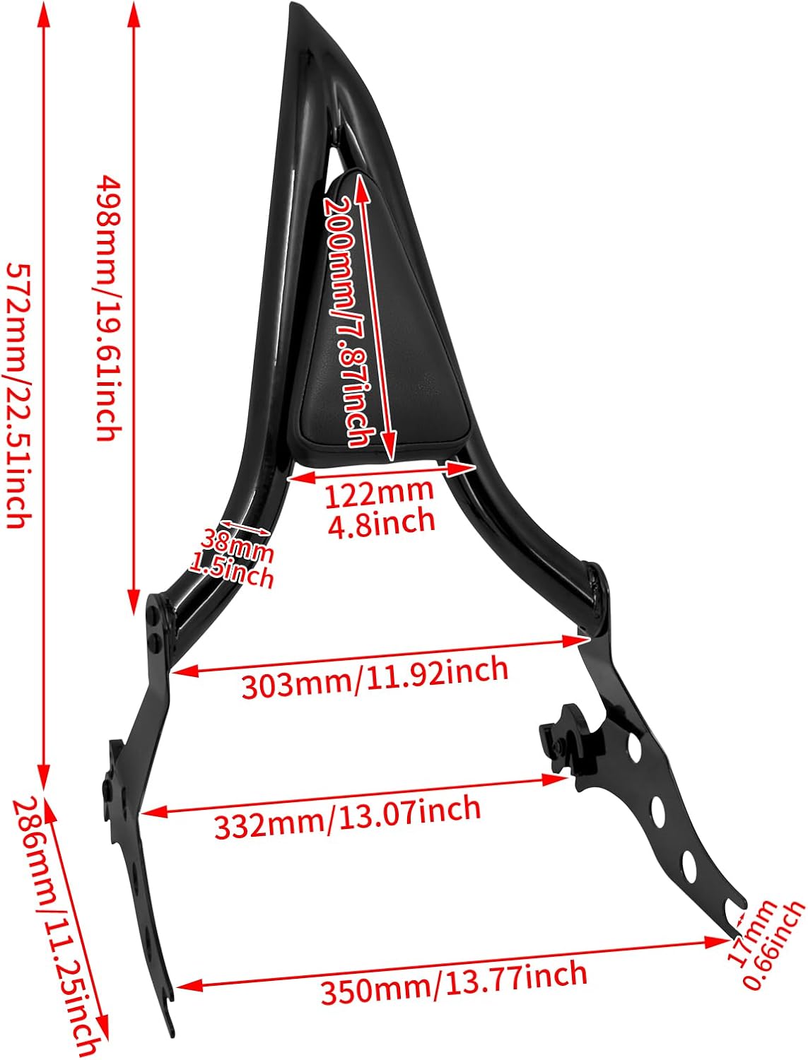 HDBUBALUS Motorcycle Sissy Bar Detachable Split Passenger Backrest Pad Fit for Harley Softail Breakout 2013-2023 Fat Boy FLFBS 2018-2023 Black