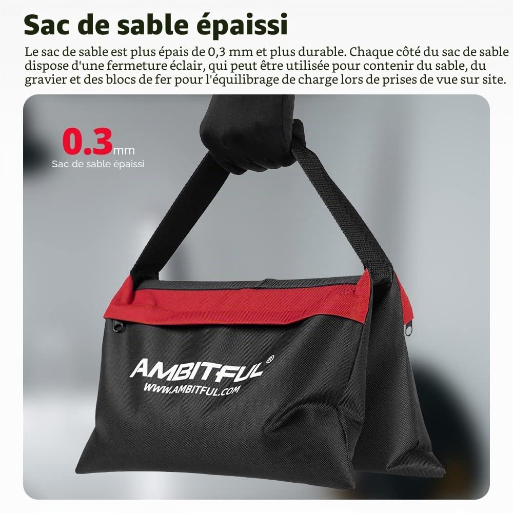 AMBITFUL Lot de 4 sacs de sable robustes pour studio photo, vidéo, film de salle, pour support léger, bras boom, tripods