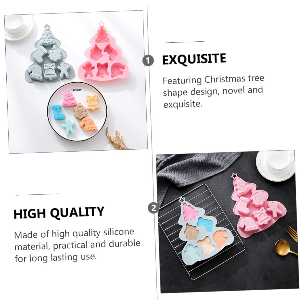 ABOOFAN 6pièces Moule à Gâteau Moule Arbre De Noël Avec Cavités Pour Gâteaux Desserts Et Décorations De Noël